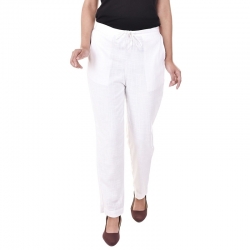 Littledesire Women Cotton Slub Best Stylish White Trouser 