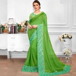 Latest Design Embroidered Bangalori Silk Party Wear Saree