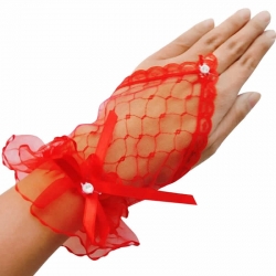 Lace Wrist Fingerless Short Fancy Partywear Dancing Gloves