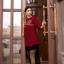 Boat Neck Embroidered Work Short Kurti Top