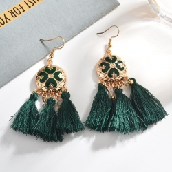 Classic Thread Tassel Round Dangle Earrings