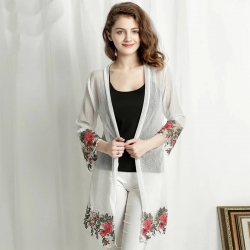 Floral Embroidered Long Sleeve Shrug 