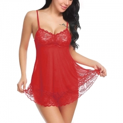 Lace design Transparent Babydoll Nightdress