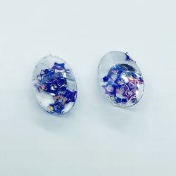 Sequins Glass Stud Oval Earrings