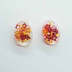 Sequins Glass Stud Oval Earrings