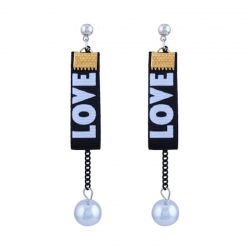 Letter Love Work Pearl  Dangle Earring