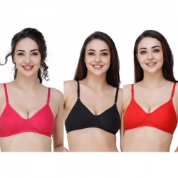 Hosiery Solid Plain Non Padded Seamless Moulded Bra Pack of 3, Lingerie, Bra  Free Delivery India.