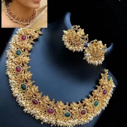 Stylish Gold-plated Necklace With Ganpati Earrings