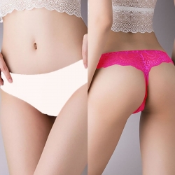 T-Back Floral Embroidery G-String Thong Panties (2 Pcs)