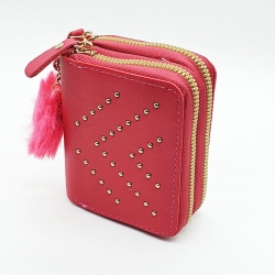 Double Zipper Cute Candy Colours Mini Card and Coin Wallet