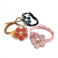 Floral Velvet Floral Rubber Bands Pack of 3