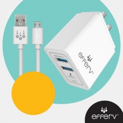Efferv Mobile Charger 3.0 A Fast Charging Dual USB Output Etc 15 w