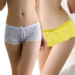 Floral Lace Shorts Low Waist Panties (2 Pcs)