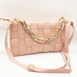 Elegant Chain Shoulder PU Leather Crossbody Woven Tote bag 