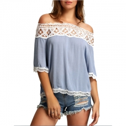 Off Shoulder Loose Lace Tops 