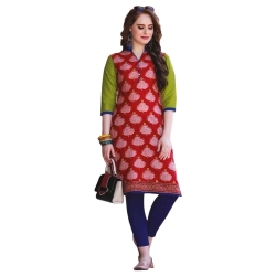 Littledesire Printed Regular Collar Red Kurta 