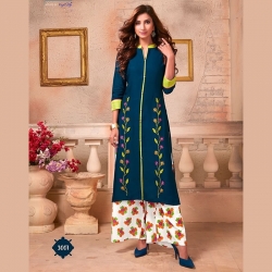 Littledesire Embroidered Work A-Line Kurta With Palazzo