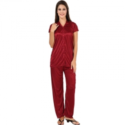 Littledesire Short Sleeve Top & Pajama Satin Night Suit