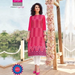 Print Boat Neck Straight Pink Kurta