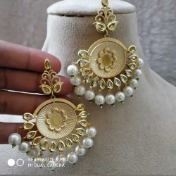 Stylish Jewelry White Pearl Party Wear Heavy Earrings