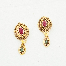 Golden Plated Stone Stud Earrings