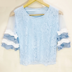 Women Round Neck Floral Lace Top