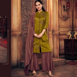 Littledesire Embroidered Straight Kurta With Sharara & Dupatta 