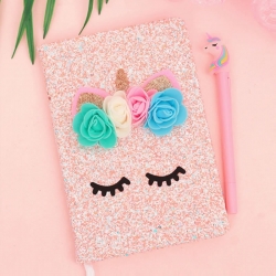Sequin Cover Unicorn Diary Notebook with Pen Gift Box