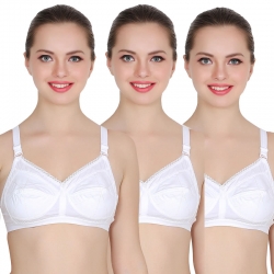 Regular Daily Wear Cotton Full Coverage Bra (Pack of 3)