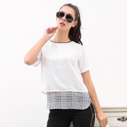 Short Sleeve Chiffon 2 Pcs Mesh Imported Tops