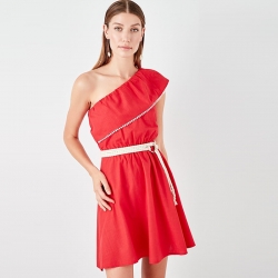 Littledesire Red One Shoulder Mini Dress