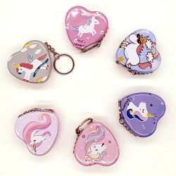 Heart Shape Metal Mini Tin Storage Box With Key Chain Pack Of 6