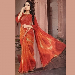 Littledesire Bandhani Printed Saree With Blouse 