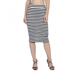 Littledesire Striped Print Calf Length Pencil Skirt