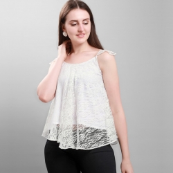 High Quality Sleeveless Lace White Beach Club Fashion Top