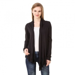 Viscose Plain Casual Full Sleeve Black Shrug