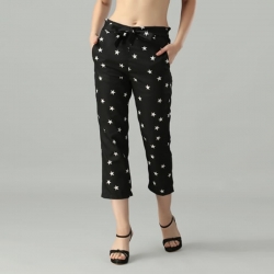 Star Print Crepe Palazzo Pants