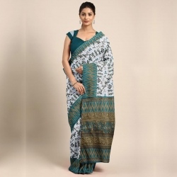 Pavecha Poly Cotton Mangalagiri Saree With Blouse