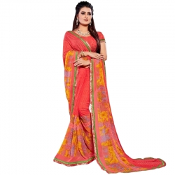 Littledesire Georgette Printed Weightless Saree with Blouse 