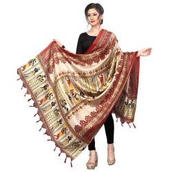 Littledesire Warli Print Khadi Silk Stole