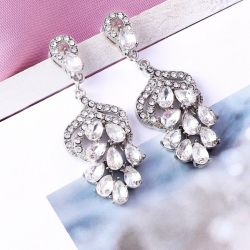 Littledesire Cubic Zirconia Leaf Long Pendant Drop Dangle Earrings