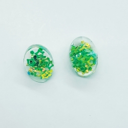 Sequins Glass Stud Oval Earrings