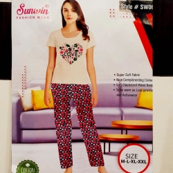 Printed Top & Pajama Cotton Night Suit