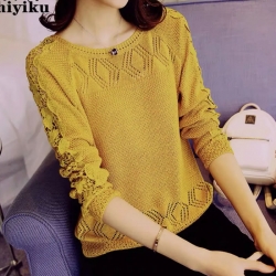 Boat-Neck Style Casual Flat Knitted Sweater Top