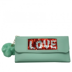 Littledesire Sequins Puff Ball Clutch Hasp Wallet