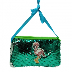 Sequins Glitter With Back Side Faux Fur Crossbody Sling Bag