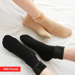  Thermal Soft Faux Fur Women Winter Warm Thumb Socks 2 Pairs