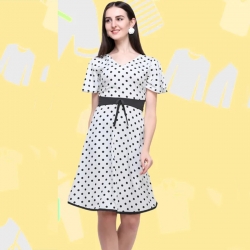 Polka Dot Printed A-line Fit & Flare Dress