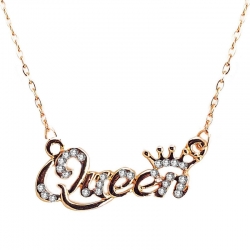 Golden Platted Queen Pendant Necklace with Chain