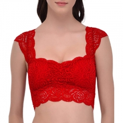 Littledesire Floral Lace Cut Out Crop Tube Top